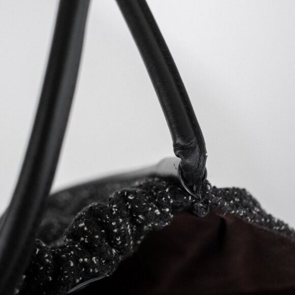 Proenza Schouler Large Black Tweed Leather Ruched Tote Women's Bag $1,090 - Picture 15 of 16